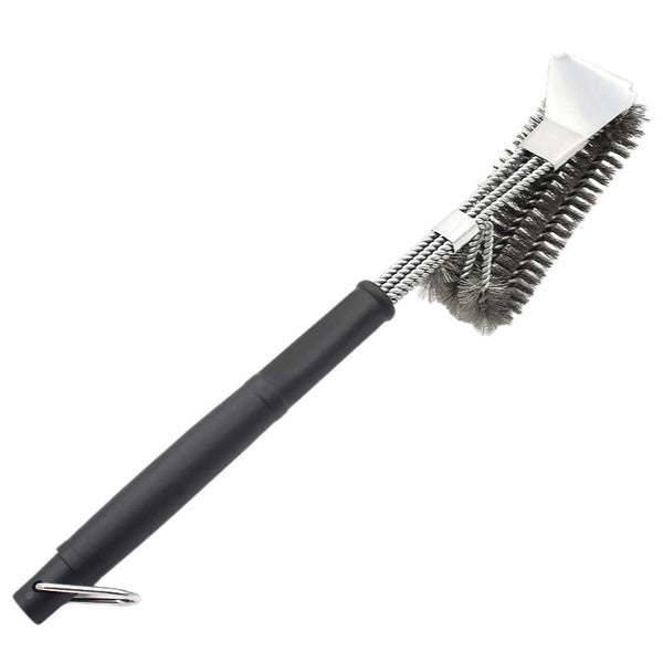 BBQ Borstel met Schraper - BBQ Accessoires - BBQ Schoonmaakborstel geschikt voor alle merken - 2 in 1 - Barbecue Staalborstel - RVS - Zilver