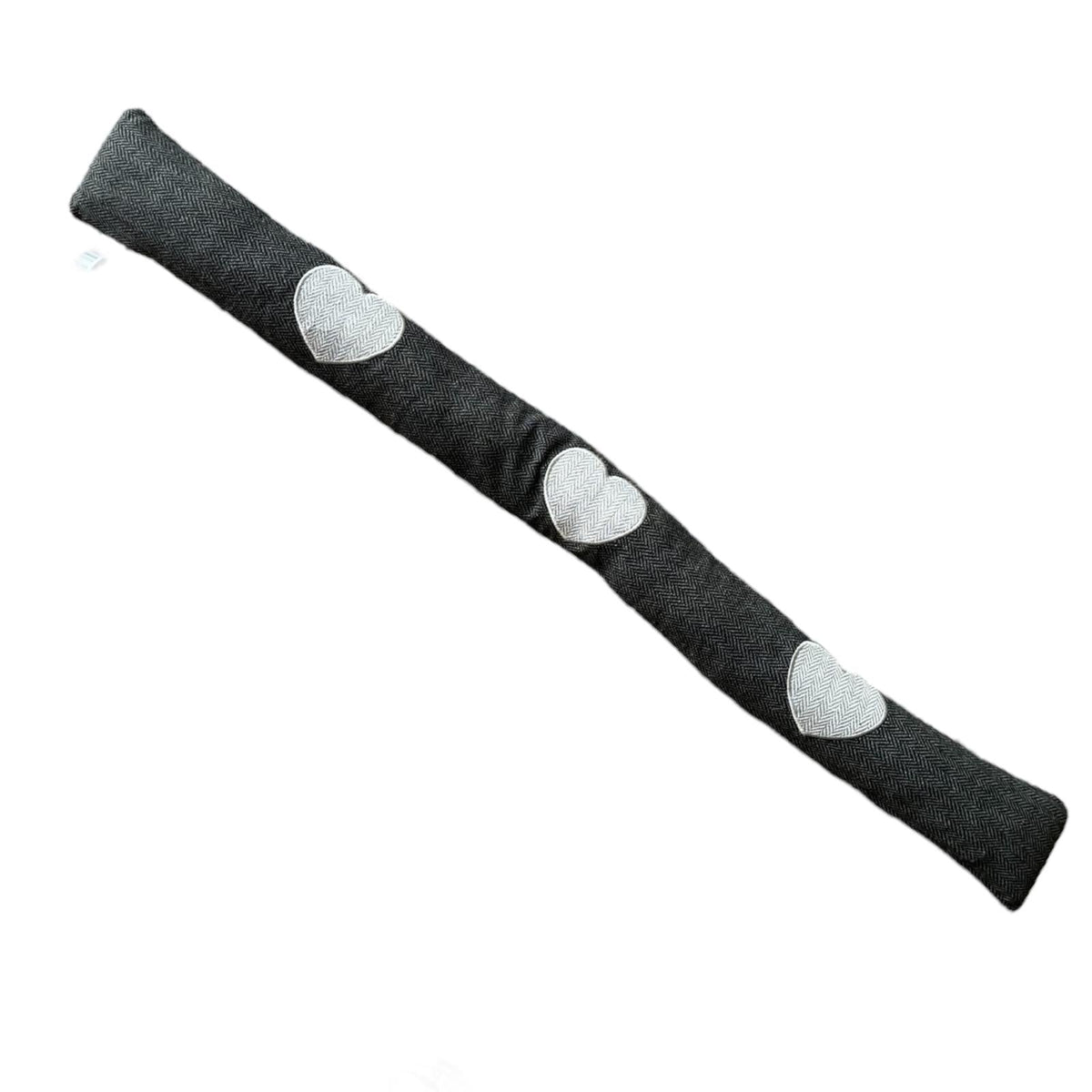 Tochtrol - Donker Grijs Hartjes - Katoen - 90 x 10 cm - Tochthond - Tochtstopper - Isolatie tegen Tocht