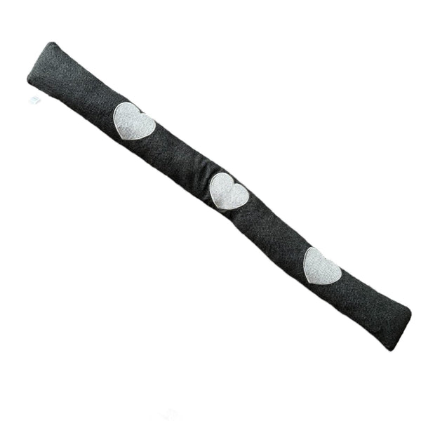 Tochtrol - Donker Grijs Hartjes - Katoen - 90 x 10 cm - Tochthond - Tochtstopper - Isolatie tegen Tocht