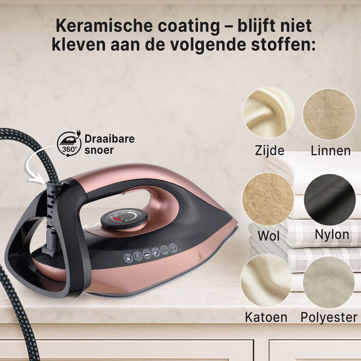 Carewat Stoomstrijkijzer met Stoomgenerator - Goud - 2200W - 1.5L Uitneembare Watertank - 100 g-min Stoomproductie - Keramische Zoolplaat - 3.0 Bar Stoomdruk - Anti-Oververhitting - Geschikt voor alle stoffen