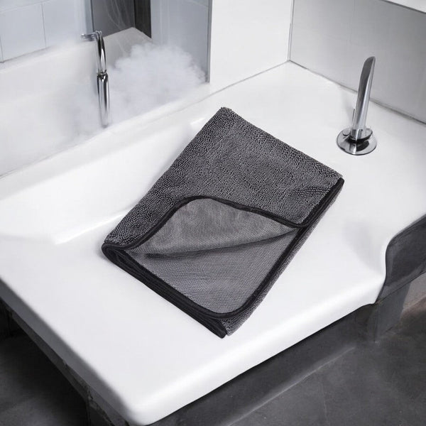 Droogdoek Badkamer - 2 Stuks - 50x35 cm - Grijs - Microvezeldoek - Autowas Doek
