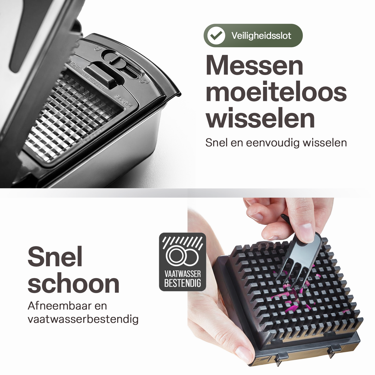 Chefino Multi - Groentesnijder Set 12-delig – Mandoline Snijder & Groentehakker – Blokjessnijder, Julienne Snijder & Rasp – Groente Snijder met Opvangbak 1L – Keukensnijder met 7 Snijopties