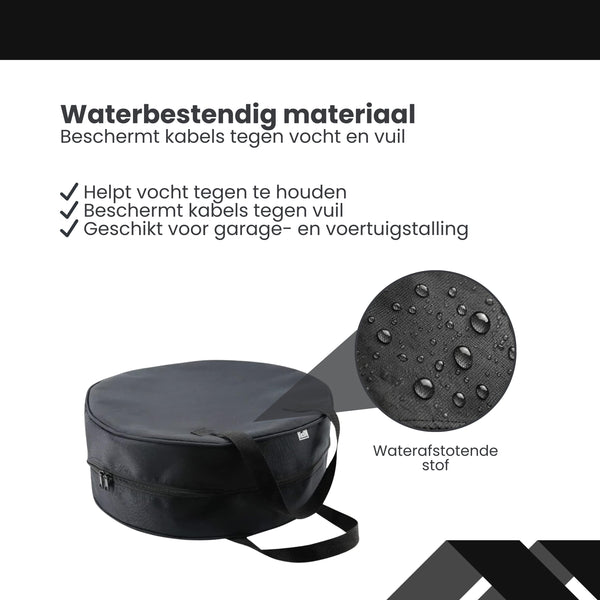 EV Kabel Tas – Opbergtas voor Laadkabel Auto – Waterdichte Kabel Organizer Auto Kofferbak – Geschikt voor EV, Startkabels & Verlengkabels tot 26 Meter – 40 cm Rond Formaat