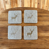 Onderzetters - Beige met Eland - 4 stuks - Vilt - Dubbelzijdig - Tafelbeschermer - Onderzetters voor Glazen