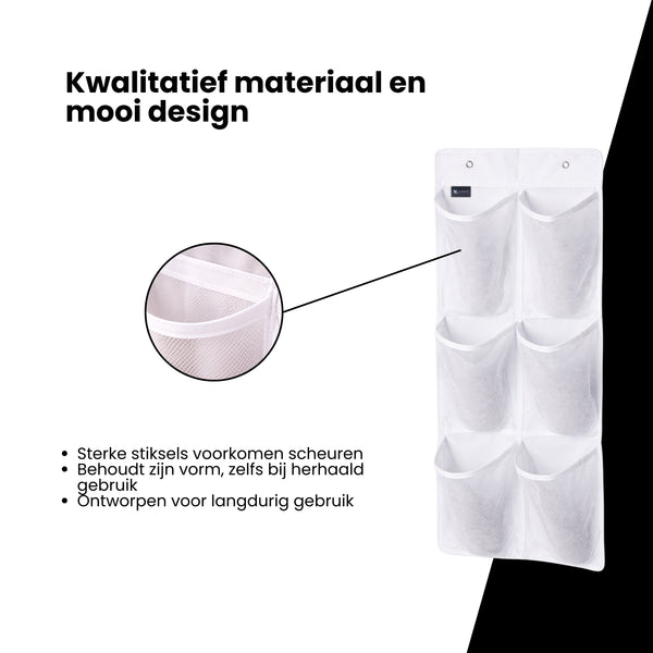 Schoenenkast Hangend - Schoenenzak 6 vakken - Opbergen van Schoenen aan Deur - Schoenenzak Wit - Oplossing voor rondslingerende schoenen - Hoogwaardige Schoenenkast