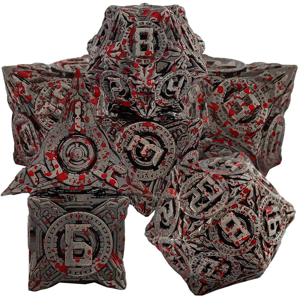 7 delige Metal Dice Set “Bloodsplatter"