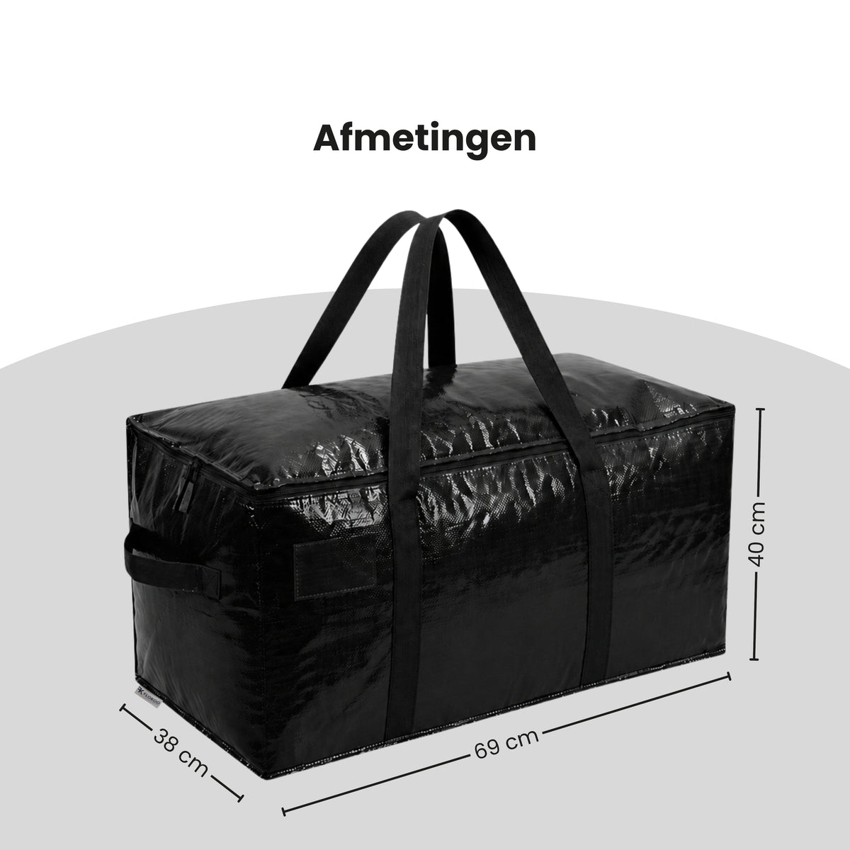 Opbergtassen XL - Zwart - 4 Stuks - 92 Liter - Verhuistassen - Big Shopper - Waterdicht - Opbergzak met Handvat (kopie)