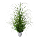 Kopu® Kunstplant Zegge Grasplant 90 cm - in Witte Sierpot - Nepplant