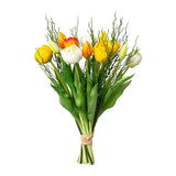 Kopu® Kunstbloemen bos Tulpen Mix 12 stuks met Twijgen 39 cm - Geel