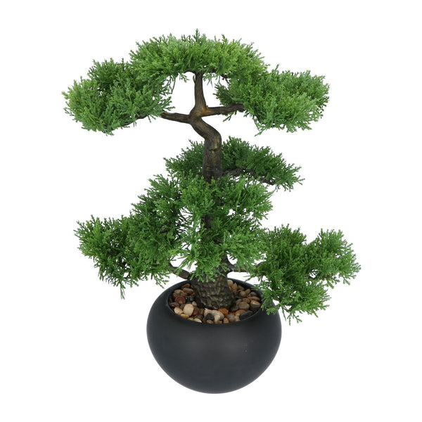 Kopu® Kunstplant Bonsai Ceder 48 cm met zwarte Pot - Bonsai boompje