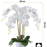 Kopu® Kunstbloem Orchidee 62 cm Wit met witte Pot - Phalenopsis