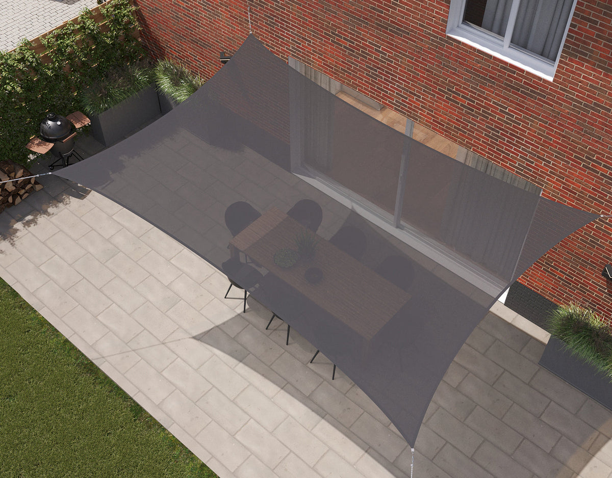 Kopu® Schaduwdoek Rechthoek 280 gram Waterdoorlatend 4x5 m - Grijs