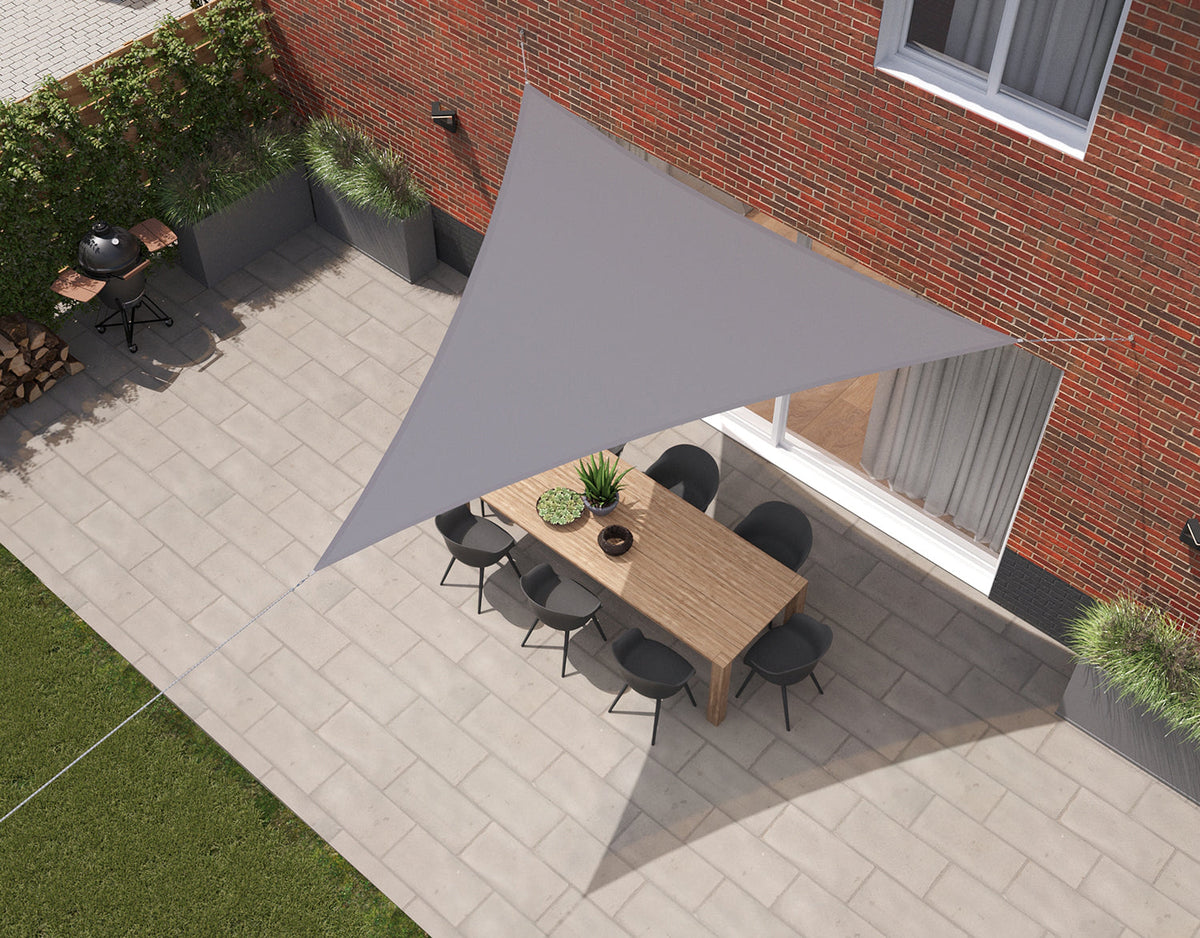Kopu® Schaduwdoek Driehoek 4x4x4 mtr Waterdicht 230 grams - Grijs