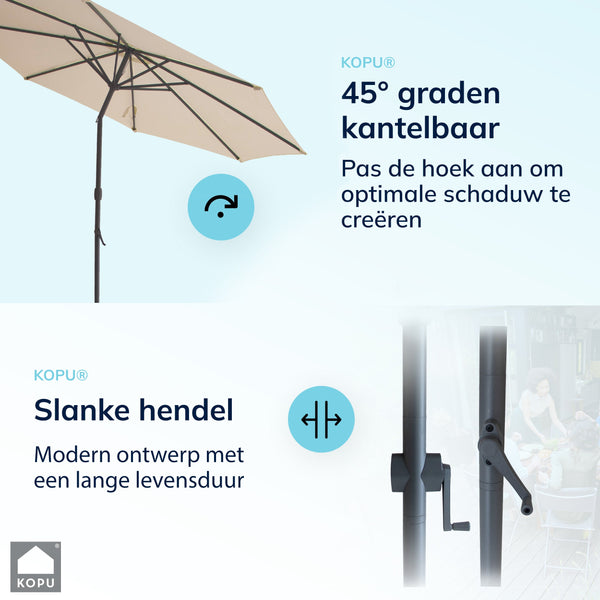 Kopu® Valencia Parasol Rond 300 cm met Beschermhoes en Voet - Creme