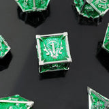 7-delige Metal Dice Set ‘Emerald Skull’