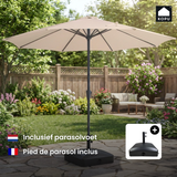 Kopu® Madrid grote Parasol Rond 350 cm met Beschermhoes en Parasolvoet - Creme