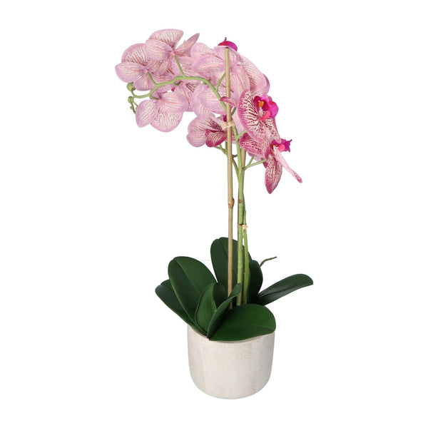 Kopu® Kunstbloem Orchidee 60 cm Roze -  cement Sierpot - Phalenopsis