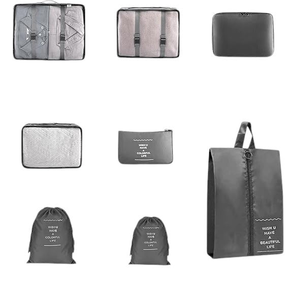 Packing Cubes - Zwart - 9-delige set - Packing Cubes Compression - Optimale Koffer Indeling (kopie)