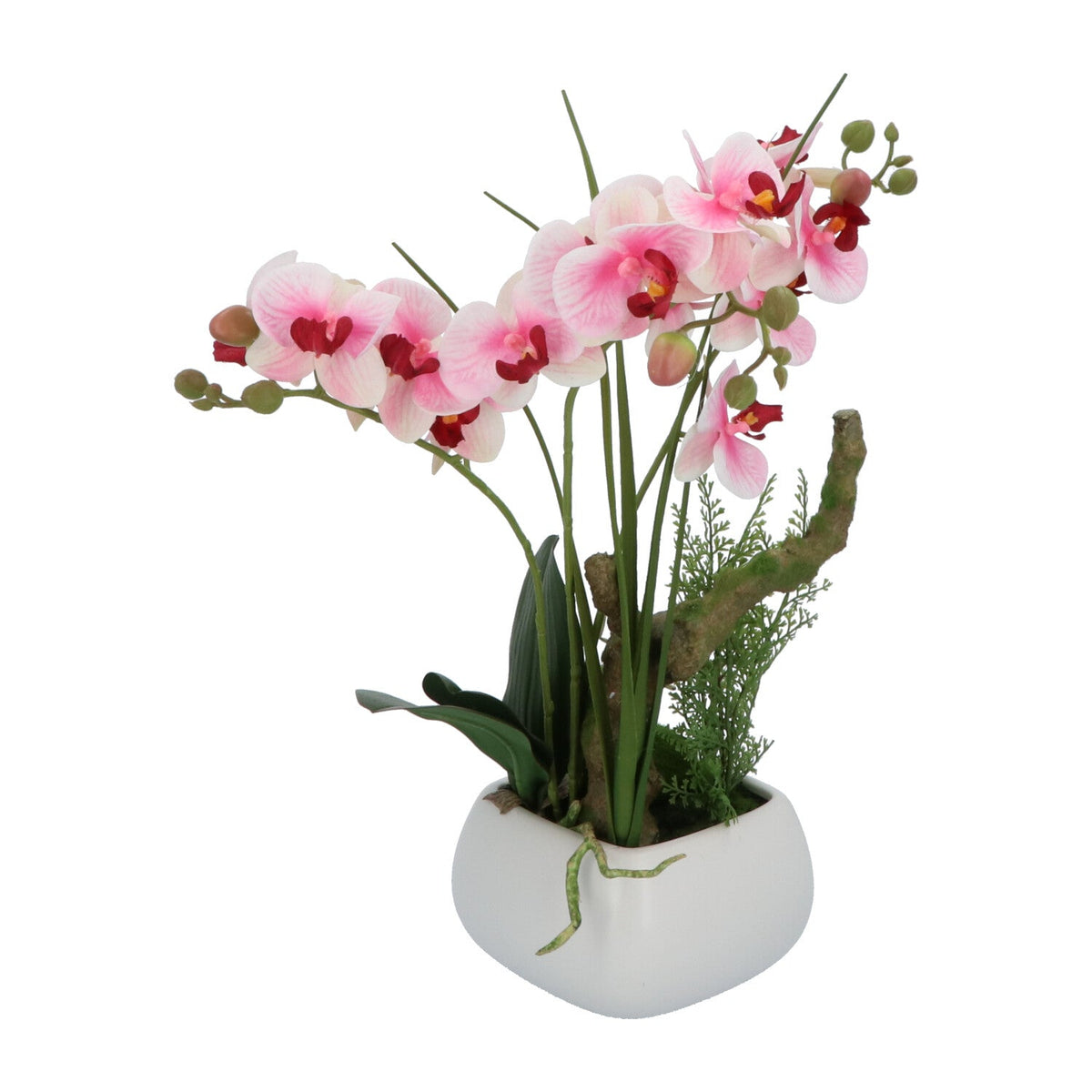 Kopu® Kunstbloem Orchidee 46 cm Lila Bloempot Vierkant - Phalaenopsis