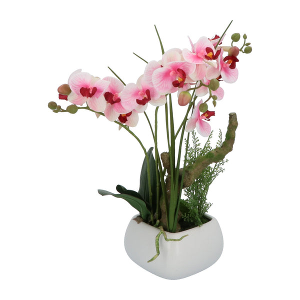 Kopu® Kunstbloem Orchidee 46 cm Lila Bloempot Vierkant - Phalaenopsis