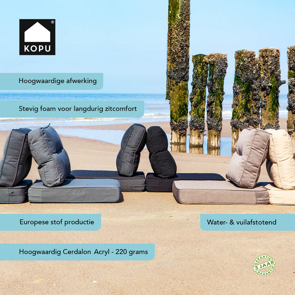 Kopu® Prisma Grey Hoogwaardige Loungekussen-set Zit en Rug 60 cm