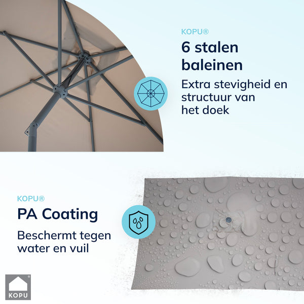 Kopu® Sevilla Parasol Rechthoek 200x300 cm met Hoes - Balkonparasol Taupe