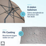 Kopu® Sevilla Parasol Rechthoek 200x300 cm met Hoes en voet - Balkonparasol Taupe