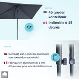 Kopu® Leon Parasol Rechthoek 150x250 cm - met Hoes en Voet - Grijs