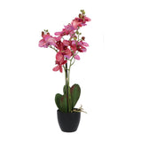 Kopu® Kunstbloem Orchidee 65 cm Lila met zwarte Sierpot - Phalenopsis