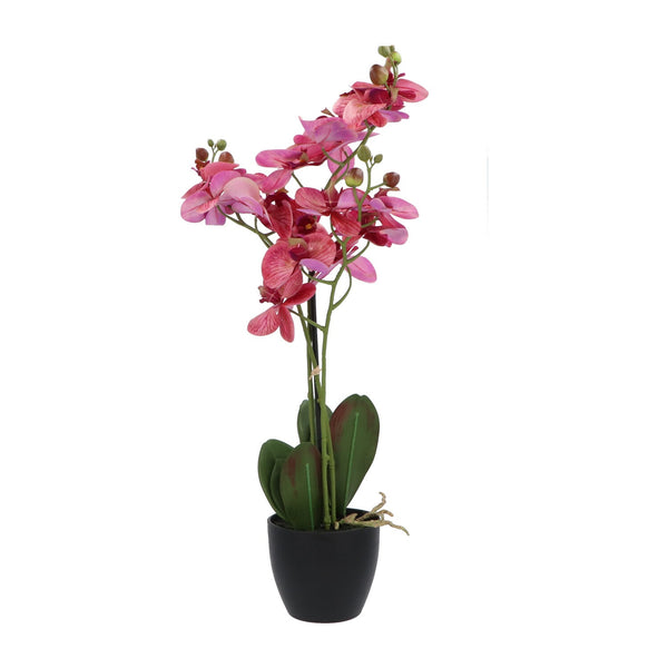 Kopu® Kunstbloem Orchidee 65 cm Lila met zwarte Sierpot - Phalenopsis