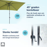 Kopu® Sevilla Parasol Rechthoek 200x300 cm met Hoes en voet - Olijfgroen