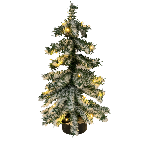 Excellent Trees® Valbo Mini Kerstboom 50 cm met batterij verlichting en Sneeuw - Kunstkerstboom met 72 Lampjes