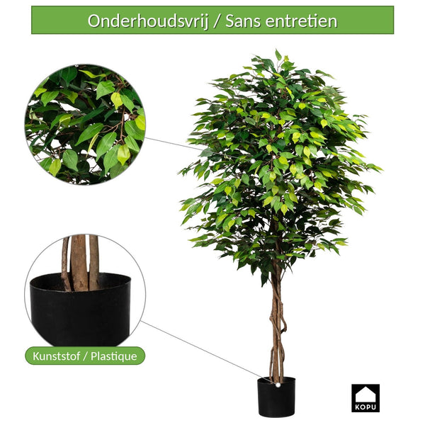 Kopu Kunstplant Ficus 180 cm - in pot - met Natuurstam
