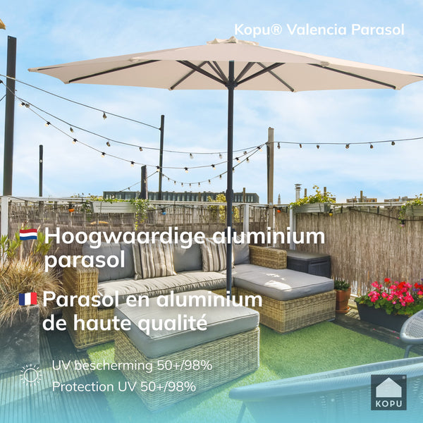 Kopu® Valencia Parasol Rond 300 cm met Beschermhoes - Creme