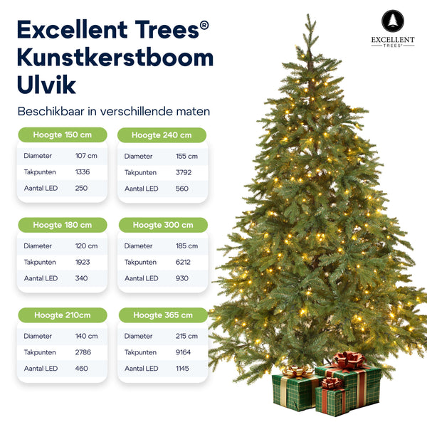 Excellent Trees® LED Ulvik 150 cm - Premium Kerstboom met 250 lampjes - ⌀80cm - 150cm