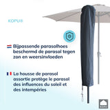 Kopu® Set Madrid 350 cm Grote Parasol Rond met Beschermhoes en Parasolvoet - Taupe