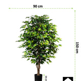 Kopu® Kunstplant Ficus Benjamina 150 cm in zwarte pot - 1764 bladeren