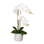 Kopu® Kunstbloem Orchidee 60 cm Wit met cement Sierpot - Phalenopsis