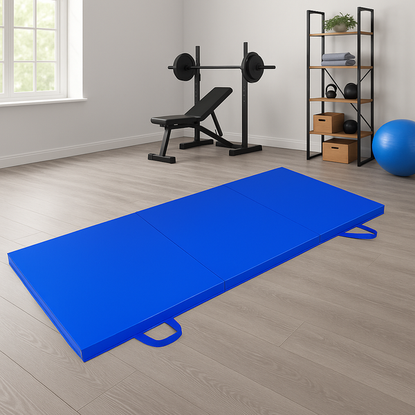 Sportmat Opvouwbaar - Blauw - 180 x 60 x 5 cm - Extra Dik - Opvouwbare Yogamat - Inklapbare Fitnessmat - Vloermat voor Yoga, Meditatie, Sport en Turnen - Turnmat