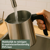Chefino Melkopschuimer – PFAS-vrij & RVS – 4 Programma’s – Warm & Koud Opschuimen – 300 ml – 550 W – Automatische Uitschakeling – Vaatwasserbestendig – Zwart-Zilver