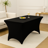 Rechthoekige Tafelhoes Stretch – 180 x 75 x 75 cm – Elastisch & Strak – Wasbaar – Zwart – Voor Feesten, Beurzen & Evenementen