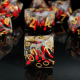 7 delige Resin Dice Set “Eruption Core