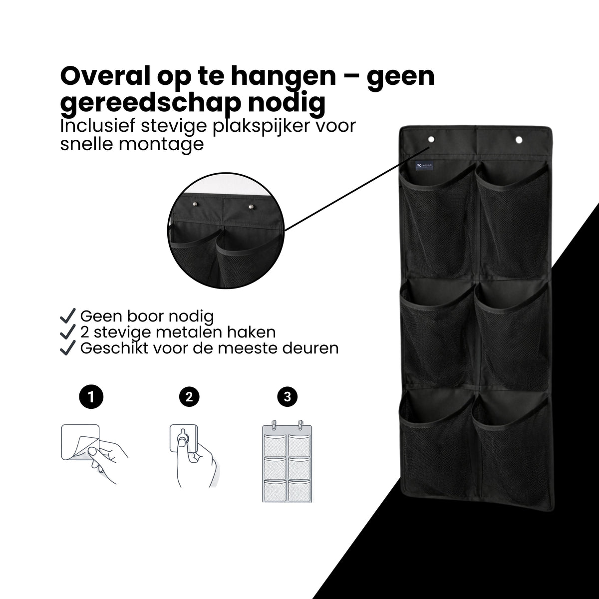 Schoenenkast Hangend - Schoenenzak 6 vakken - Opbergen van Schoenen aan Deur - Schoenenzak Zwart - Oplossing voor rondslingerende schoenen - Hoogwaardige Schoenenkast