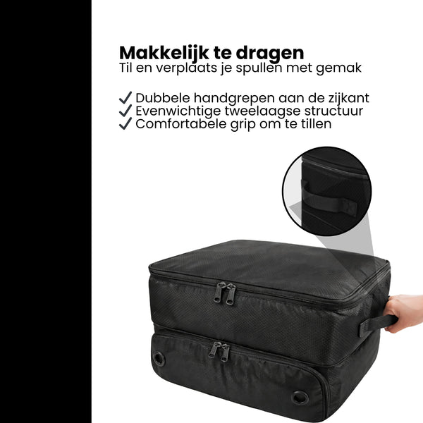 Golf Organizer Tas voor Kofferbak – Golf Accessoire Opbergbox met Schoenenvak – Waterafstotende Golf Opbergtas met Verstelbare Vakken – Golf Cadeau voor Heren & Dames – Zwart