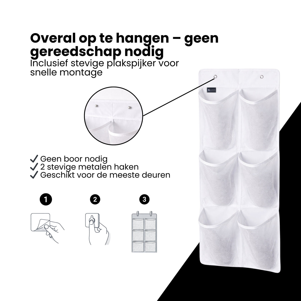 Schoenenkast Hangend - Schoenenzak 6 vakken - Opbergen van Schoenen aan Deur - Schoenenzak Wit - Oplossing voor rondslingerende schoenen - Hoogwaardige Schoenenkast