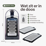 Chefino Fineza - Kaasrasp met Opvangbak – RVS Groenterasp – Keukenrasp met Container – 3 Verwisselbare Raspbladen – Handrasp voor Kaas, Groenten en Citroenrasp – Antislip