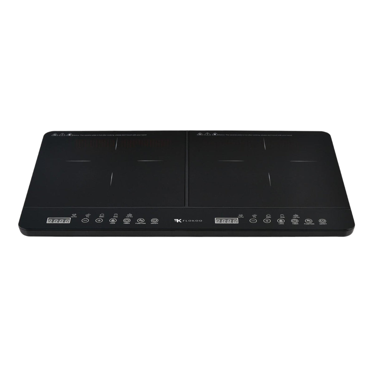 Inductiekookplaat 2-pits – Smart Touch-bediening, Timer, 1800W per Zone – Zwart Kristaloppervlak – Veilige Kookplaat met Kinderslot