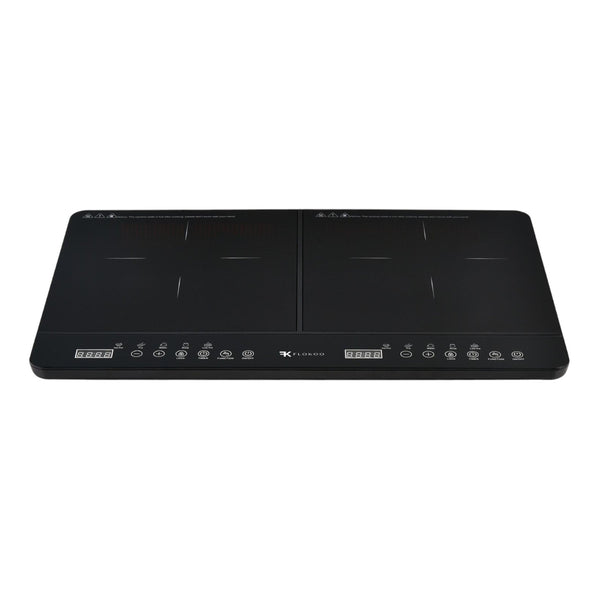 Inductiekookplaat 2-pits – Smart Touch-bediening, Timer, 1800W per Zone – Zwart Kristaloppervlak – Veilige Kookplaat met Kinderslot