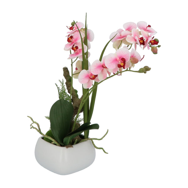 Kopu® Kunstbloem Orchidee 46 cm Lila Bloempot Vierkant - Phalaenopsis