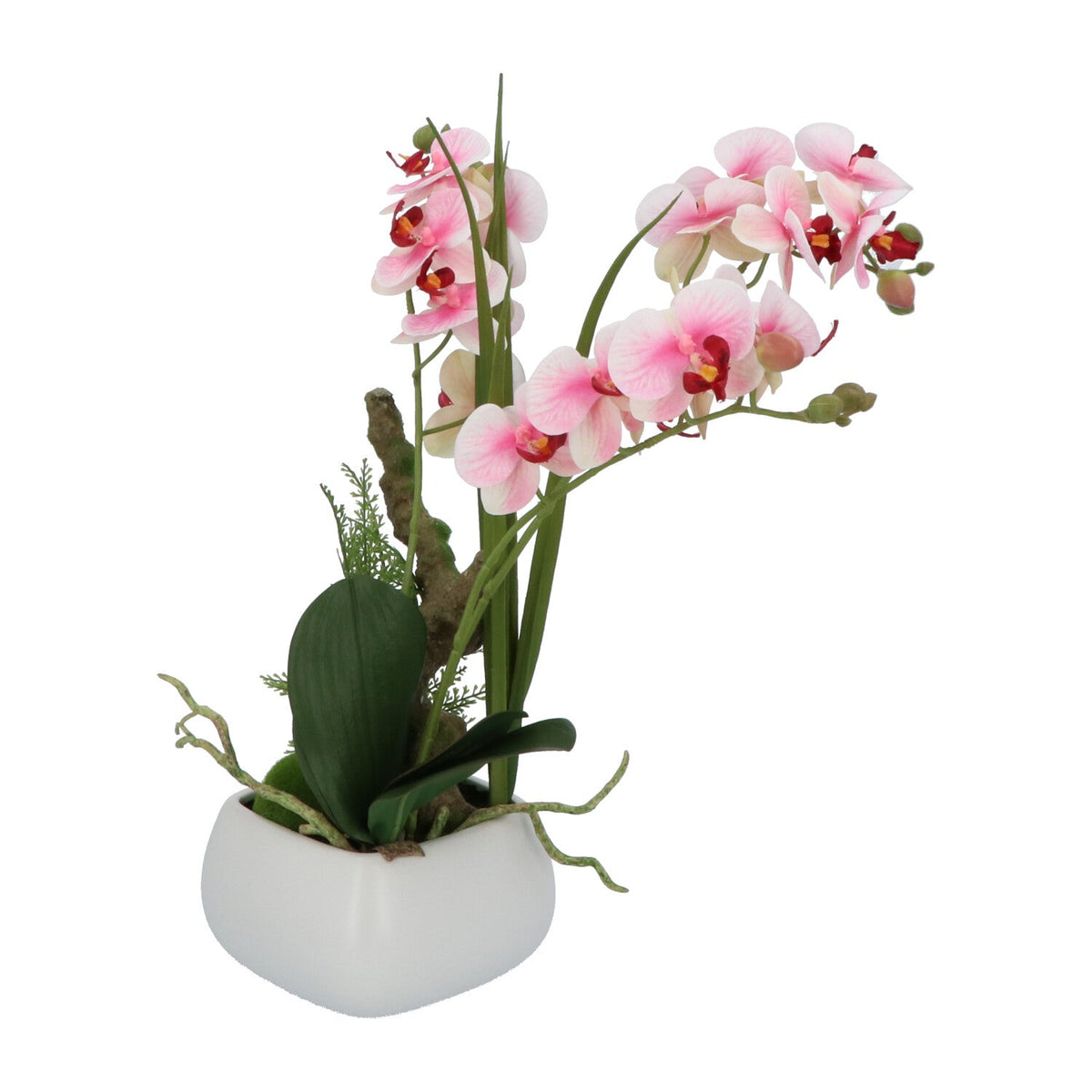 Kopu® Kunstbloem Orchidee 46 cm Lila Bloempot Vierkant - Phalaenopsis
